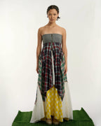 Patched Grid Pattern Long Dress