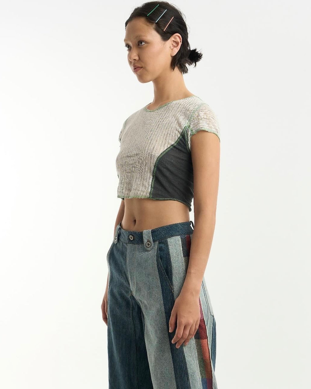Patched Linen Jersey T-shirt