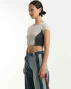 Patched Linen Jersey T-shirt