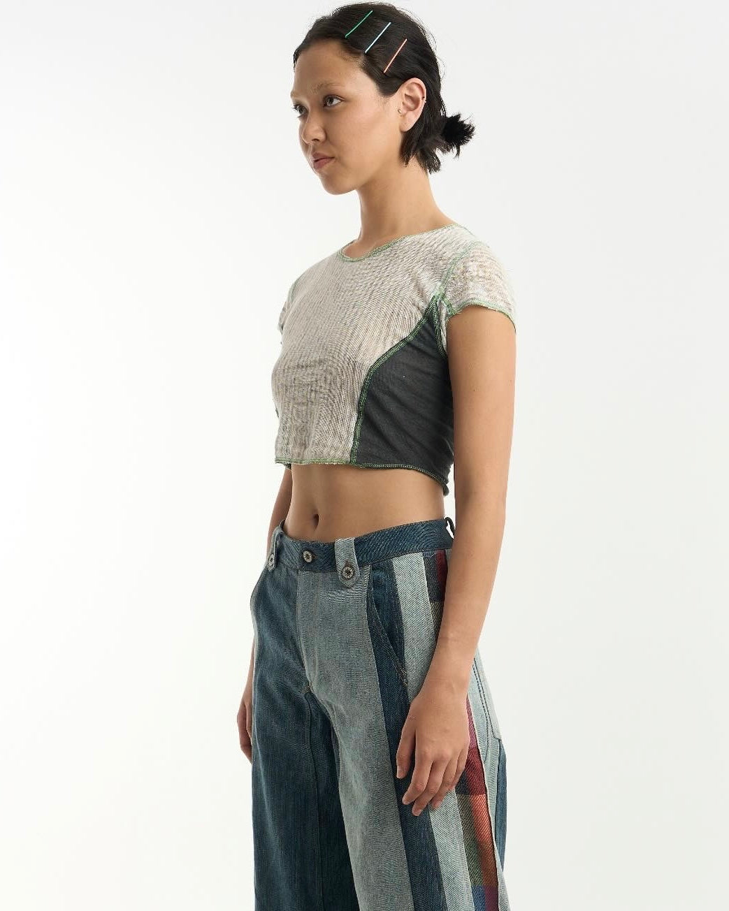 Patched Linen Jersey T-shirt