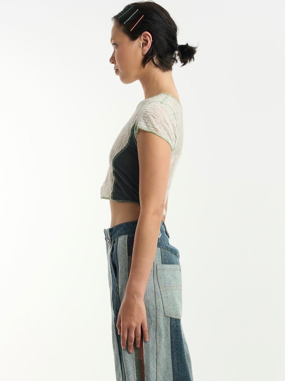 Patched Linen Jersey T-shirt