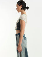 Patched Linen Jersey T-shirt