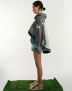 Patched Denim & Jersy Short Skirt