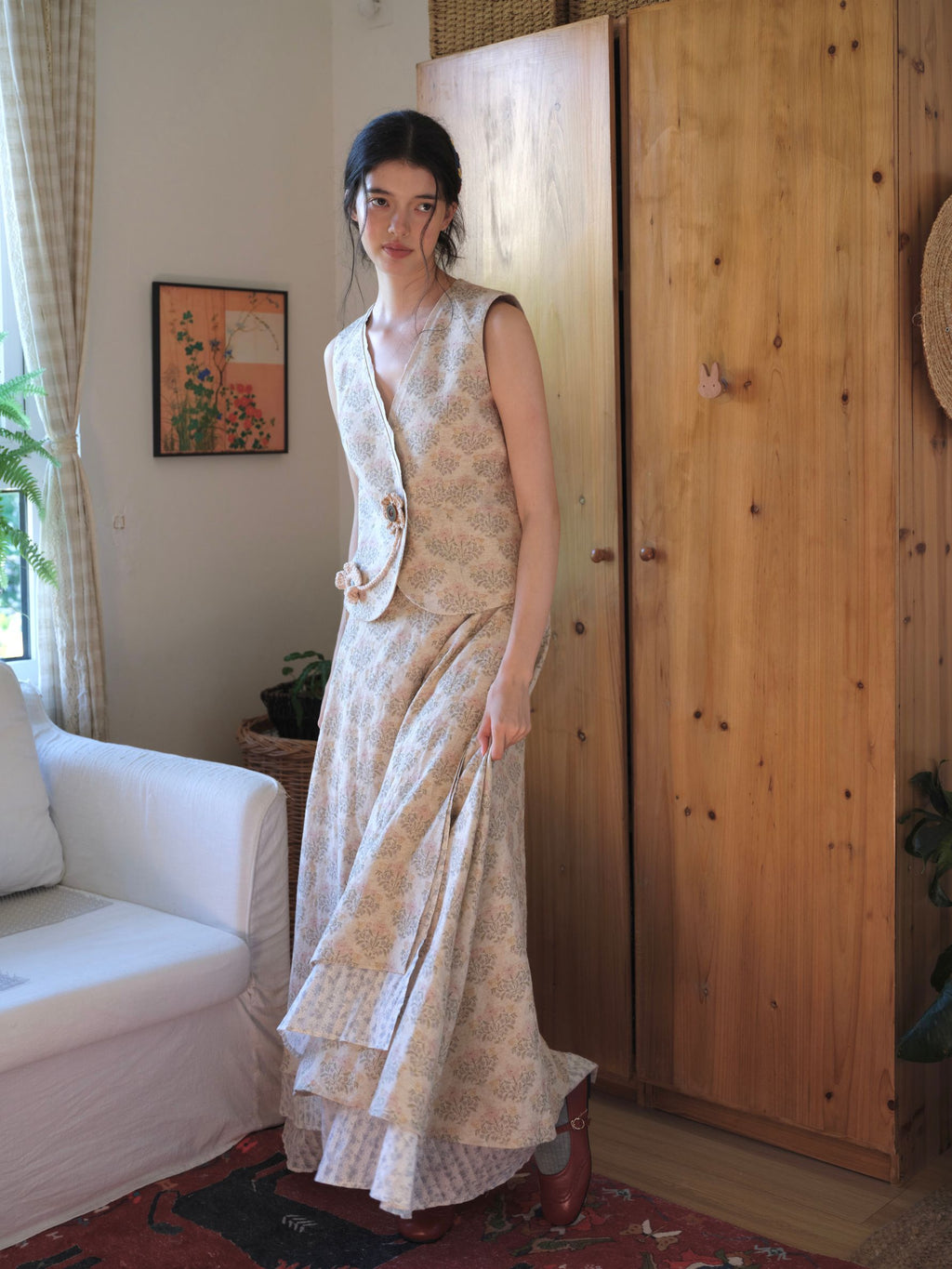 Double-layered Flower Pattern Skirt