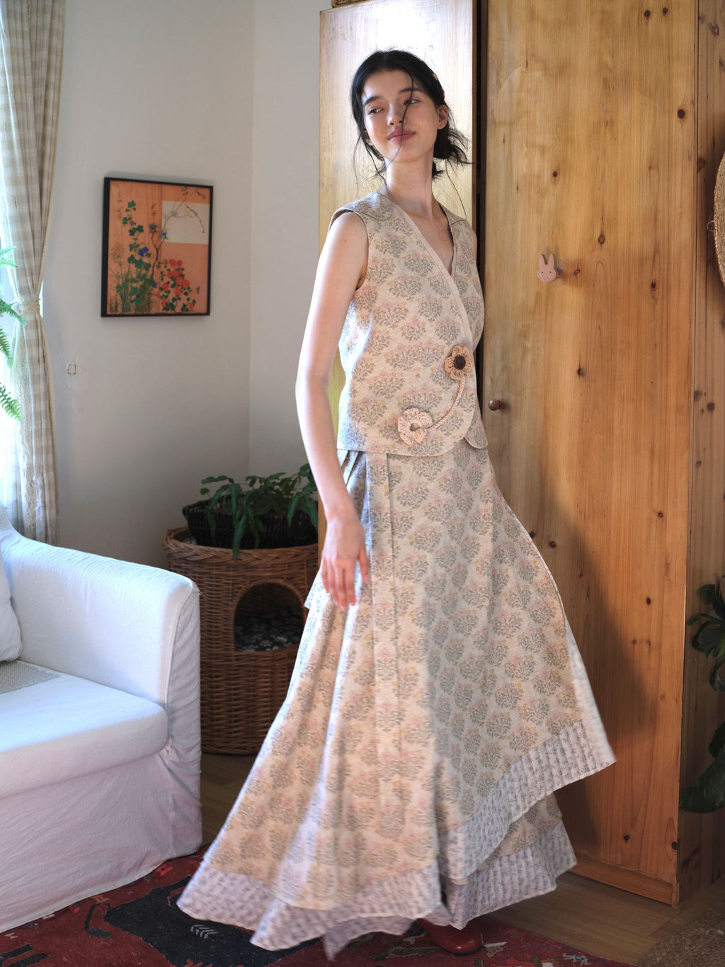 Double-layered Flower Pattern Skirt