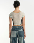 Patched Linen Jersey T-shirt