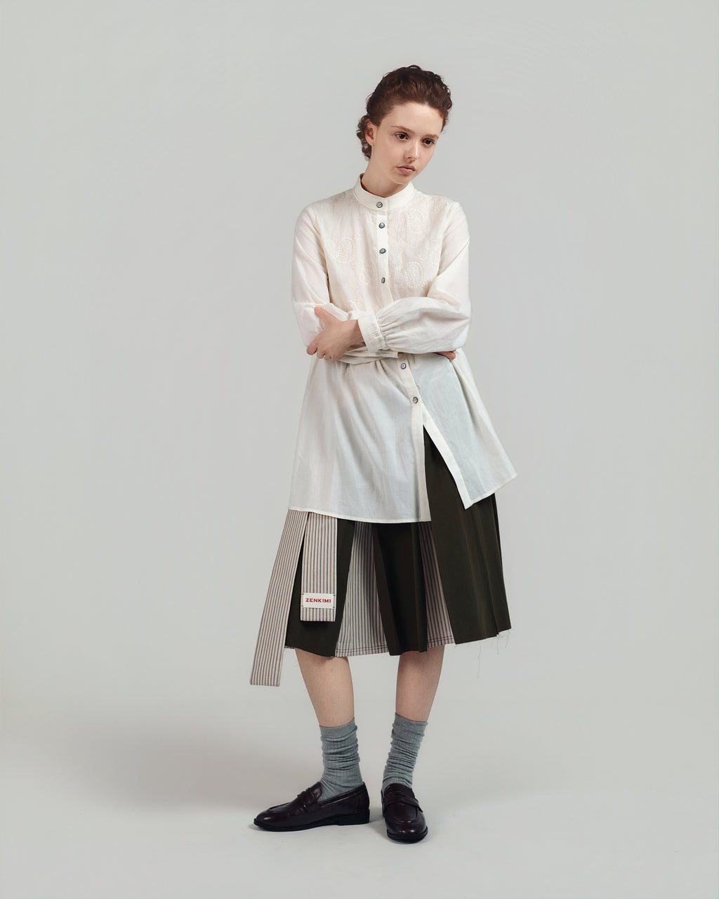 Cord Embroidered Shirt Dress