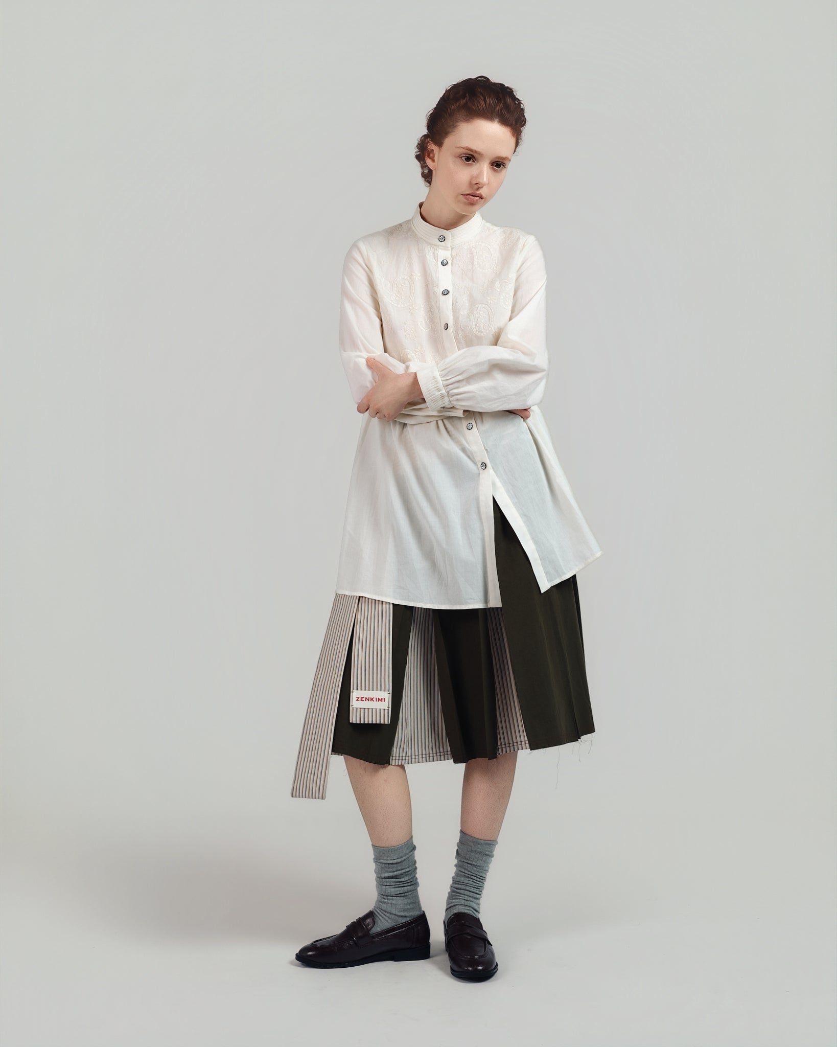 Cord Embroidered Shirt Dress