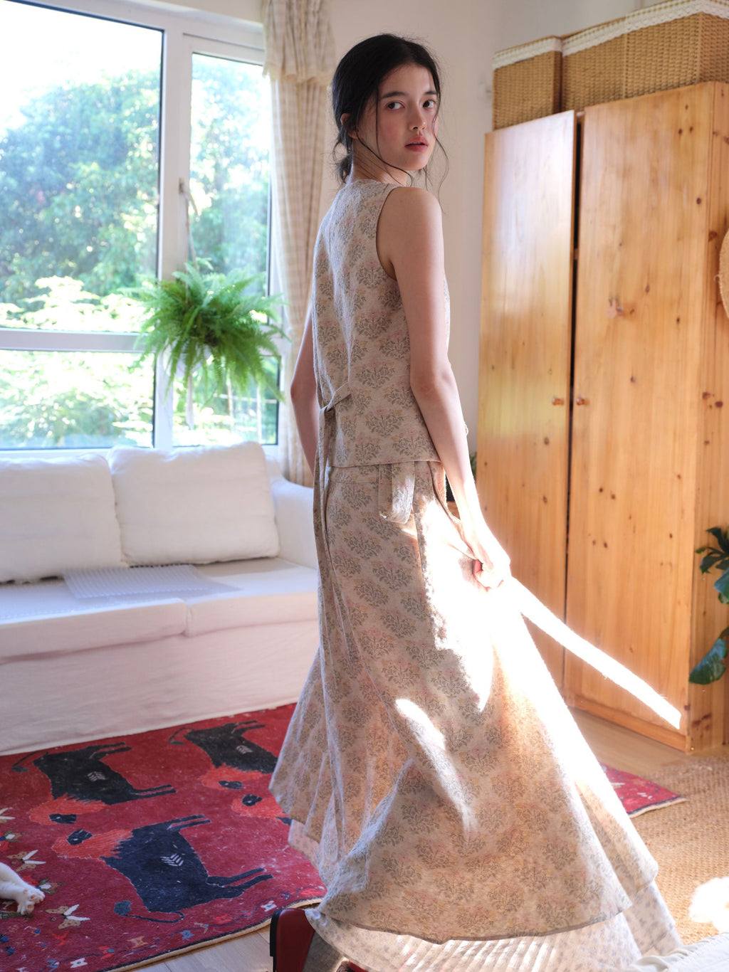 Double-layered Flower Pattern Skirt
