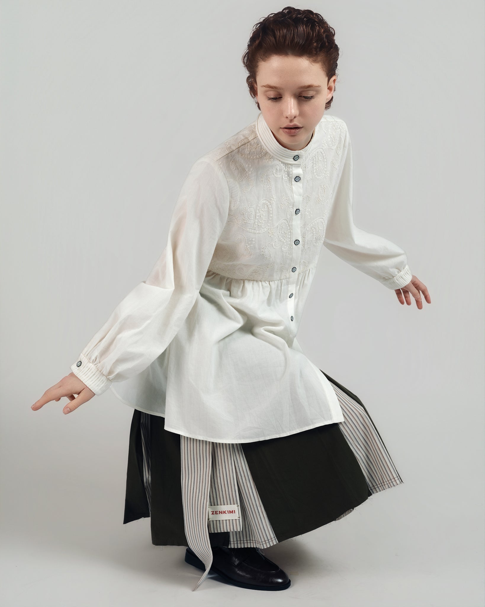 Cord Embroidered Shirt Dress