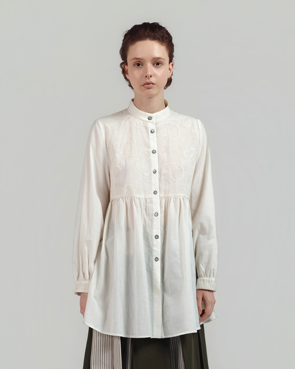 Cord Embroidered Shirt Dress